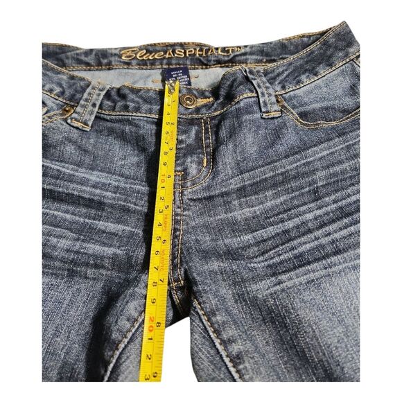 Blue Asphalt Straight Leg - Sz 7 Juniors – Low Rise Dark Wash Streetwear School - Picture 4 of 7